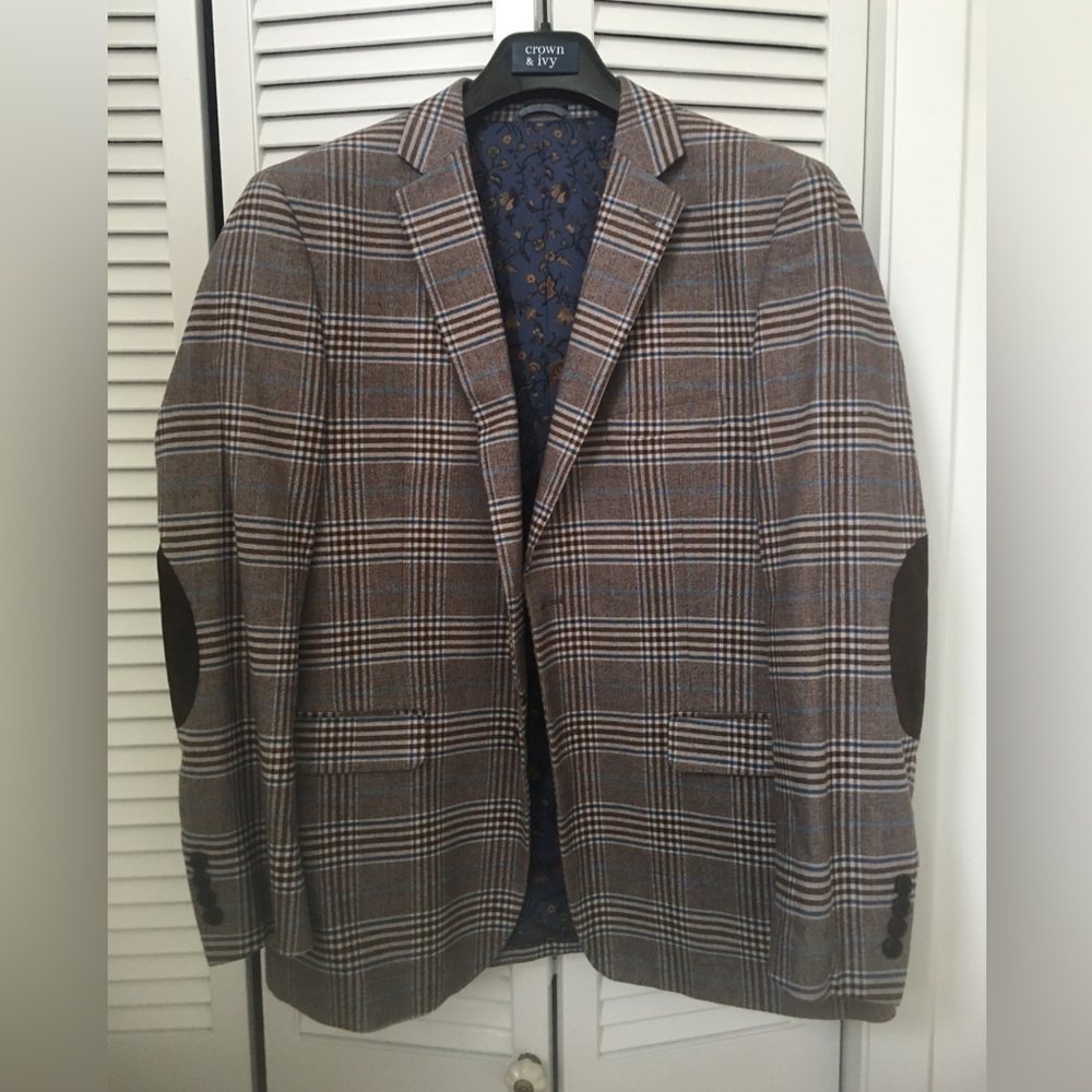 Crown & Ivy tan plaid sport coat